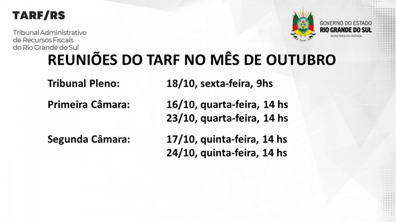 Data das reunião OUTUBRO